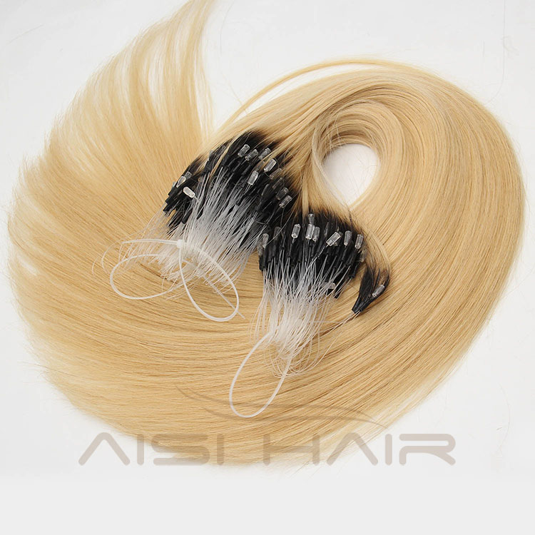 Aisi Hair 8A Grade Cheap Price Keratin Blonde 613 Malaysia Hair  Micro Loop Ring Human Hair Extension for Sale