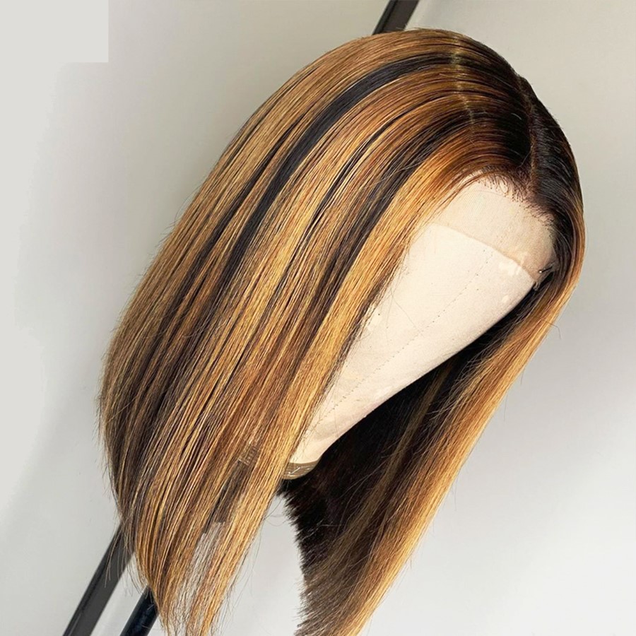 Straight highlight wig  Piano color 13x4 lace front human hair wigs 4/27 1b/27 ombre remy cheap human hair lace front wigs