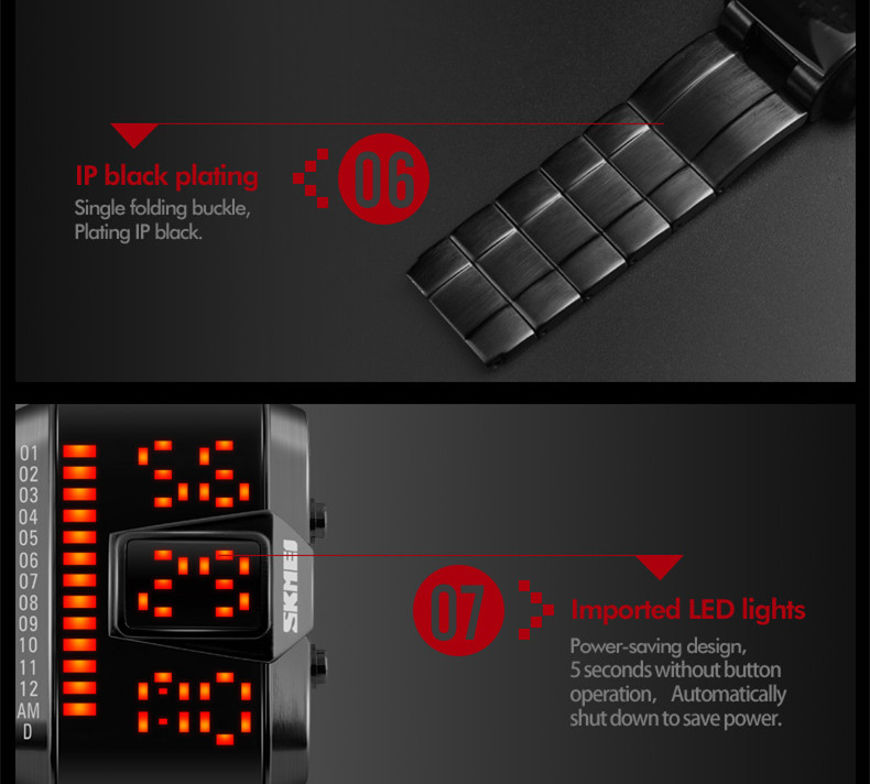 Metal Unique japan movt factory price led watch waterproof Unisex