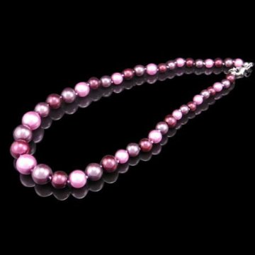 Simple Design Pink Glass Pearl Necklace