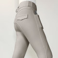 Premiumgrå vita damer Equestrian Leggings for Pocket