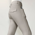 Leggings ecuestres de mujeres blancas gris premium para el bolsillo