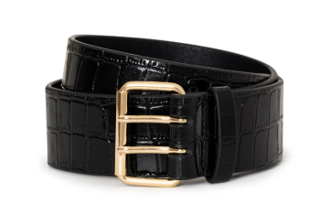 Croc-effect leather belt