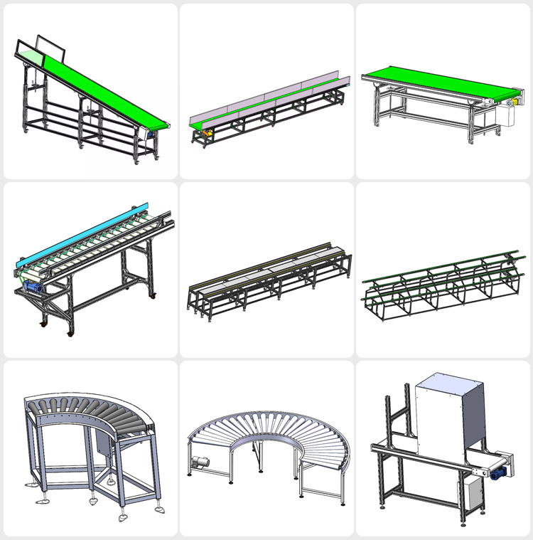 Factory Direct Selling Custom Industrial Production Line PVC Belt Conveyor with Protection fence and lockers