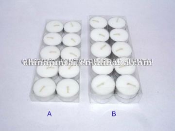 white unscented tealight candle