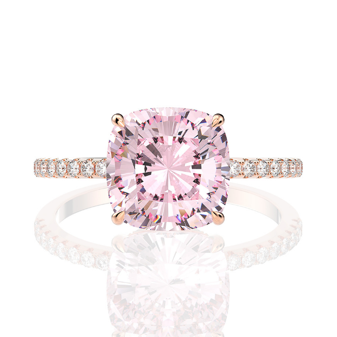 Wholesale Morganite Pink CZ 925 Sterling Silver Ring Wedding Rings Sterling Silver