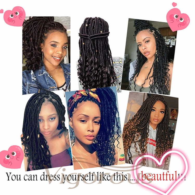 High Quality Wholesale Mambo Afro Kinky Bohemian Curly Dread Locs Sister Hair Extensions Goddess Faux Locs Crochet Wig