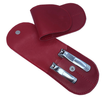 Stainless steel nail clipper set in leather case