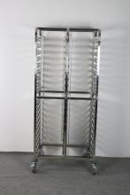 Durable stainless steel double-line tray trolley