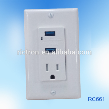 Electrical USB Plug Base 110V 2.1A (RC661) with UL Approval
