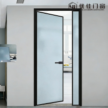 Single Panel Frosted Glass Swing Door with Sidelight