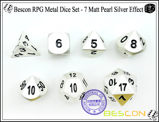 Bescon RPG Metall Würfel Set - 7 Matt Perle Silber Effekt-3 Bescon RPG Metal Dice Set - 7 Matt Pearl Silver Effect-3