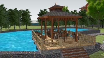 Modern russian pine wood pergola