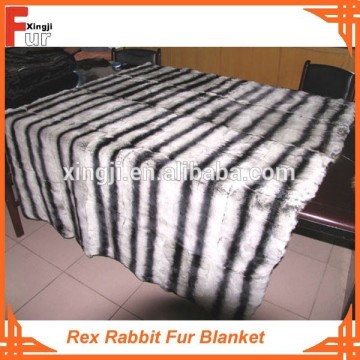 Real Fur Blanket Rex Rabbit Fur in Chinchilla Design