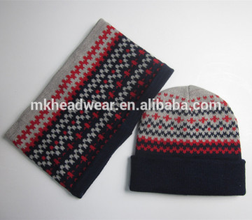 100% Acrylic Jacquard Hat Scarf Set