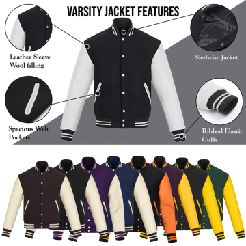 100% Wool Winter Street Style School Vintage Flight Aviator Letterman Jacket for Men