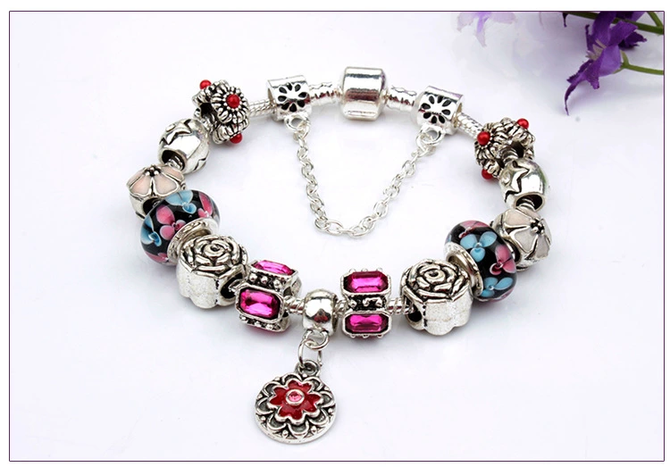 Flower Pendant Bracelet Retro Alloy Beads Bracelet Wholesale