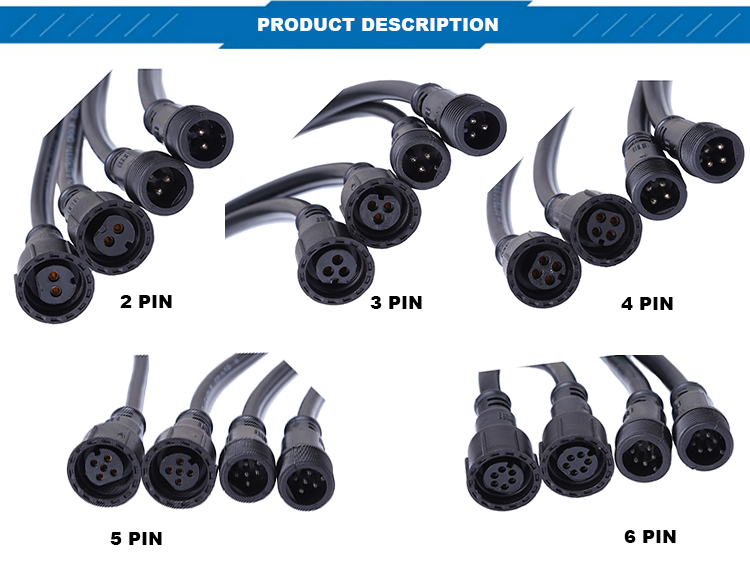 hot sale factory Molding M18 6pins plug and socket weatherproof connector for circuit connection