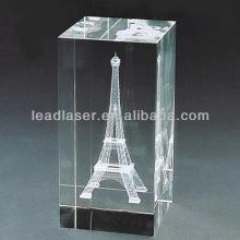 K9 clear 3d block crystal art glass