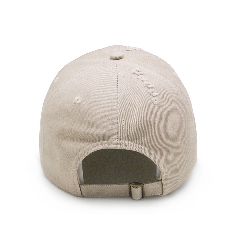 Cotton embroidery logo baseball hat with rips