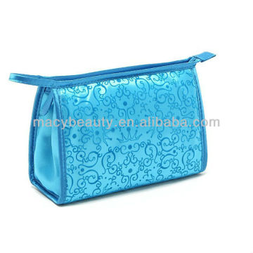 Monogrammed satin makeup bag