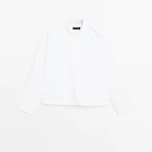 Women's new Chinese style button up collar with solid color poplin shirt