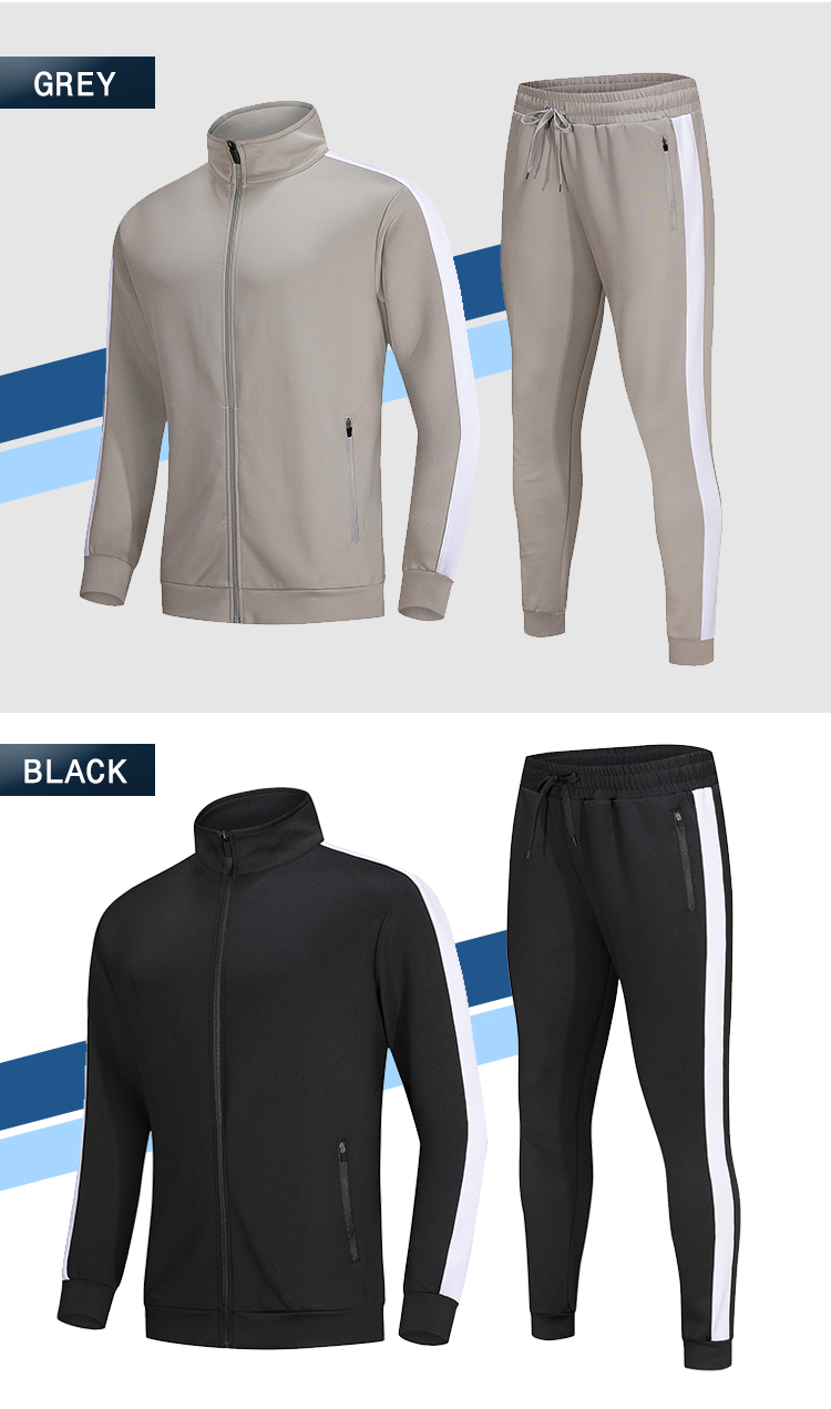 Full-Zip Stripe Jogging Tracksuit Casual Sport Sweat Suit