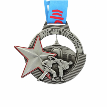 Custom martial arts race silver star medal