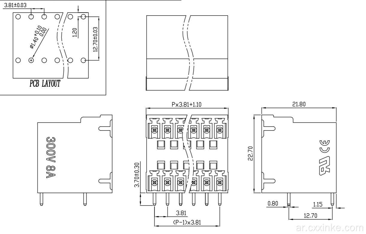 3.81mm طبقة مزدوجة المكونات الزاوية PCB الزاوية PCB