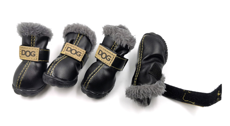 PU Leather Nonslip Pet Booties Winter Snow Dog Shoes Wholesale for Teacup Chihuahua Yorkie