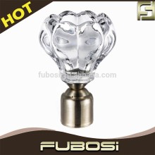 Crystal curtain pole finials/16/19mm glass ball dual curtain rod finials