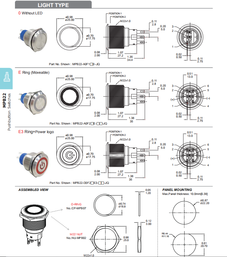  ANTI-VANDAL PUSHBUTTON SWITCHES