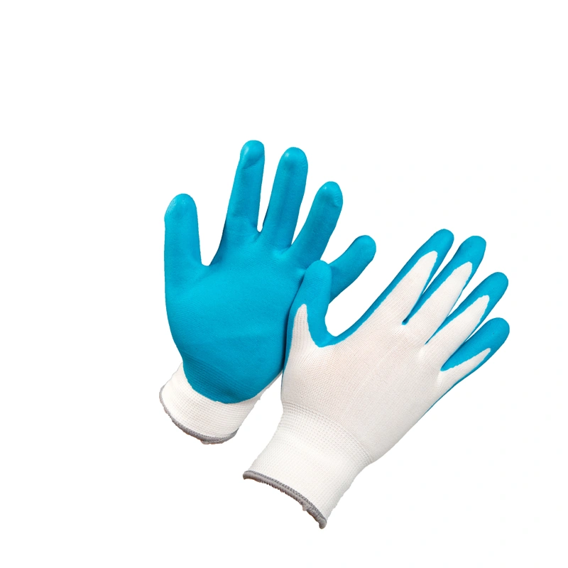 Quality Polyester Liner Coated Sandy Finish Latex Safety Glove