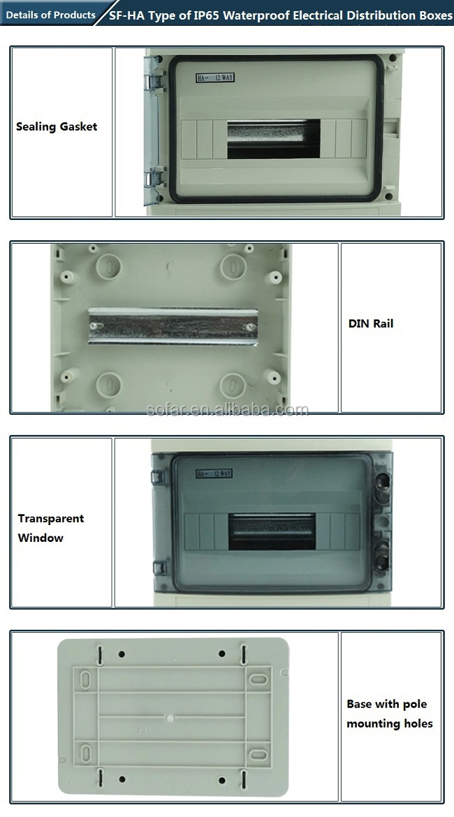 HA Type IP65 Waterproof Plastic 8 Way/8 Pole Modular Switch Distribution Box