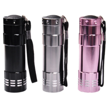 Colorful Aluminum Flashlight 9 LED 3AAA Pocket Light
