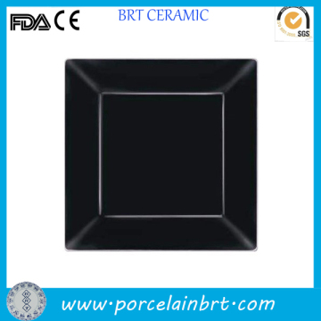 Ceramic square restaurant black plate