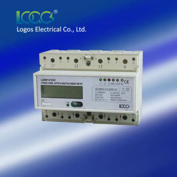 DIN Rail Three Phase Active & Reactive Electronic LCD energy meter /electricity meter /kWh meter LEM131GC/ GB/ AC/ AB