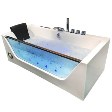Vasca da bagno indipendente in vetro temperato per massaggio con idromassaggio