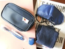 All set of airline amenities( bag, eyemask, toothbrush, eartubes, slippers blankets)