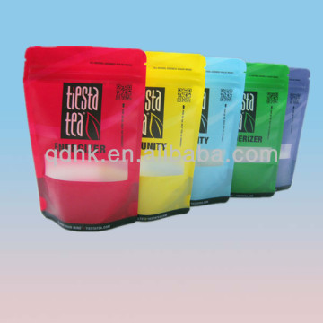 transparent zip plastic bag/round bottom plastic bag/stand up bag/zip top plastic bag for tea