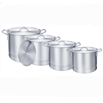 4 stycken aluminium tamale ångkokare Stock Pot set