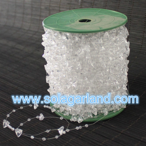 60M / Roll 10 + 3MM Plastik Kristal Segitiga Manik Garland Strand