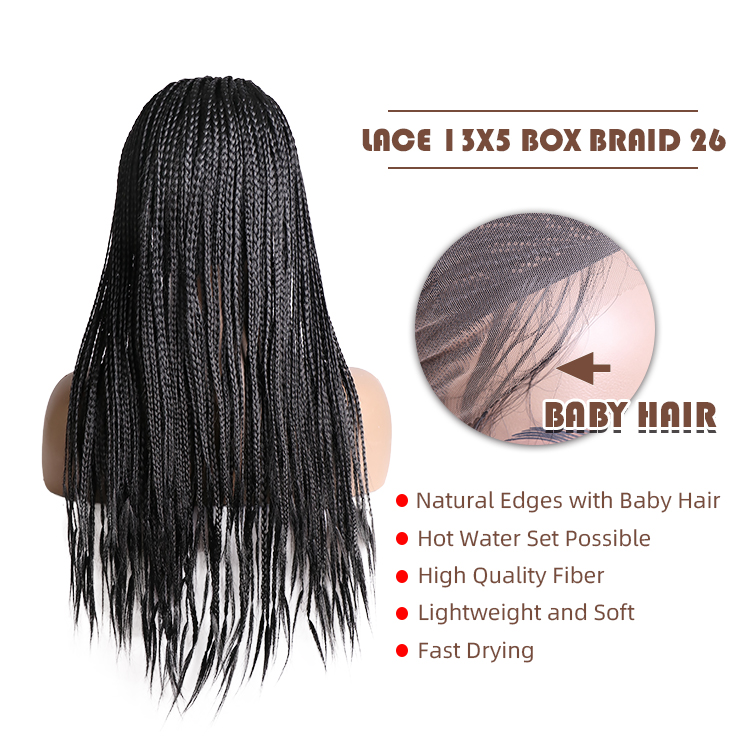 Julianna 13*5 26 Inch Wholesale Hot Sale Deep Part Synthetic Hair Lace Frontal Cornrow Box Braid Wig For Black Woman