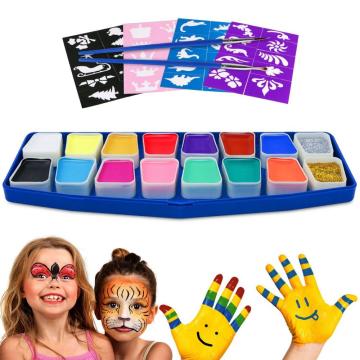 WaterBased Face Paint with Glitter Sponges For Party