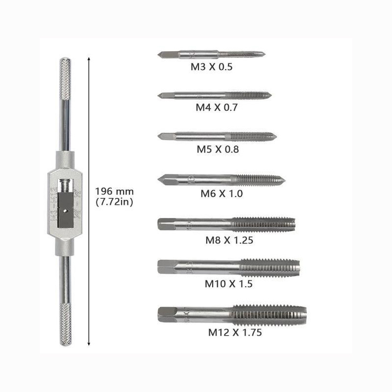 8pcs machen machy hand screw taps set