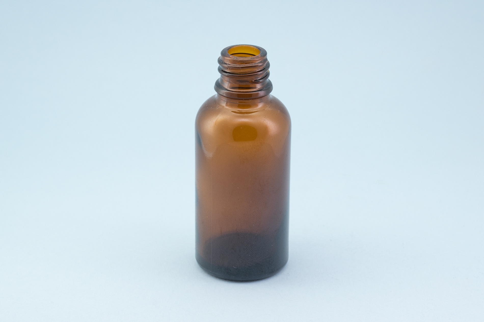 Garrafas de vidro redondas âmbar Boston de 30 ML/1 onça com pescoço 18/410 30 ML/1 OZ Amber Boston Round Glass Bottles With 18/410 Neck