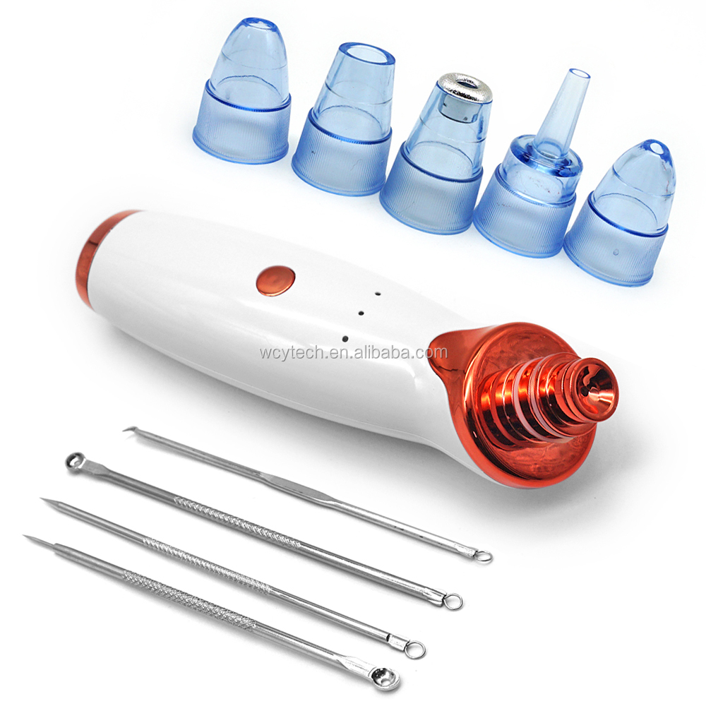 Warm function comedo suction beauty device 6 probes electric comedo pore extractor clean tool blackhead remover vacuum