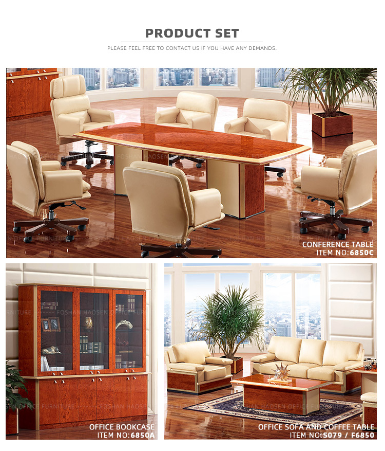 Hot sale high quality luxury modern wood veneer office table 6850