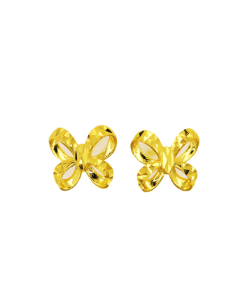 Yellow Gold Bowknot Stud Earring 18 K