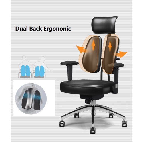 Silla de oficina ergonómica de doble respaldo para el cuidado de la salud